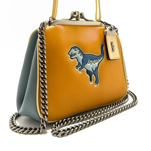 🦖 RARE Coach 1941 Rexy Dinosaur Kisslock Frame Bag in Glovetanned Leather - Picture 6 of 16